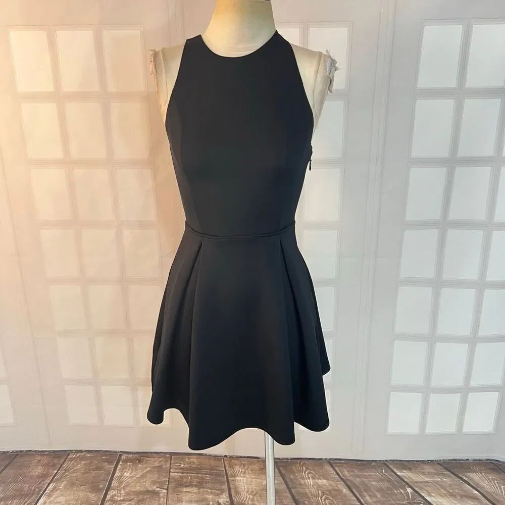 Abercrombie & Fitch Black Neoprene Cut Out Sleeveless Skater Mini Dress Size Med